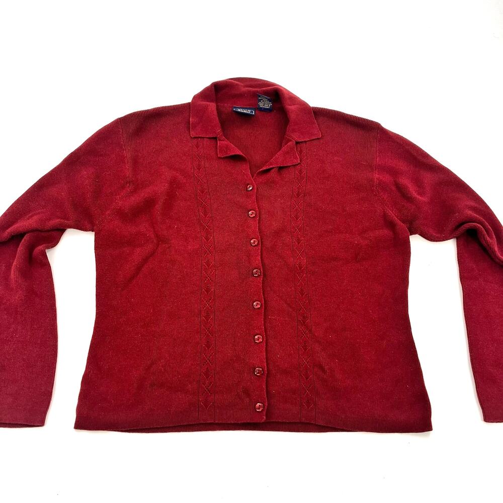 vitage men's flannel shirt button down 100% cotton burgundy long sleeve XL